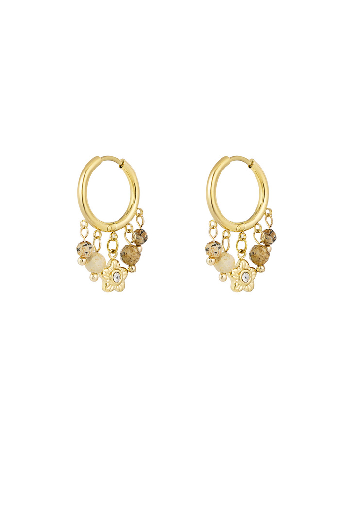 Earrings with stones garland - gold/beige 