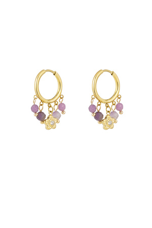 Earrings with stones garland - gold/lilac h5 