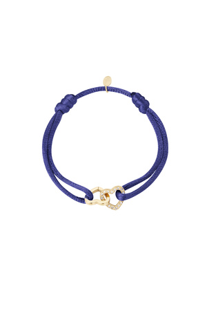 Bracelet satin double coeur avec pierres - bleu foncé h5 