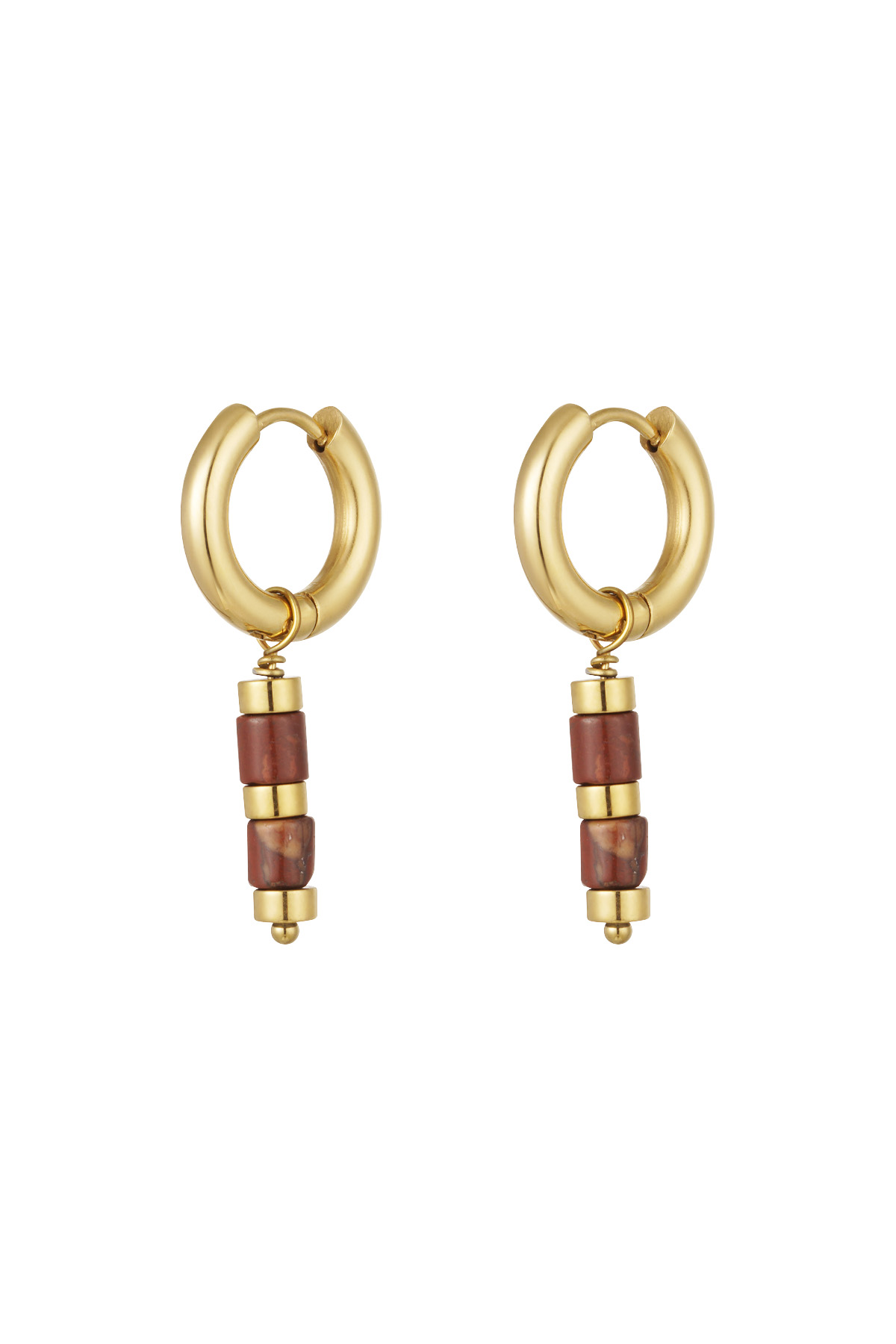 Earrings beads and Gold Color details - Gold Color/red 2