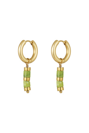 Earrings beads gold details - gold/green h5 