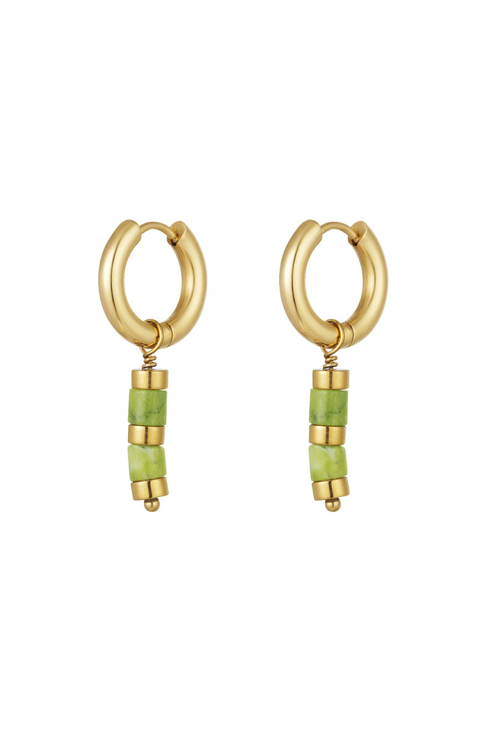 Earrings beads gold details - gold/green 