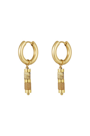 Earrings with beads and gold details - gold/beige h5 
