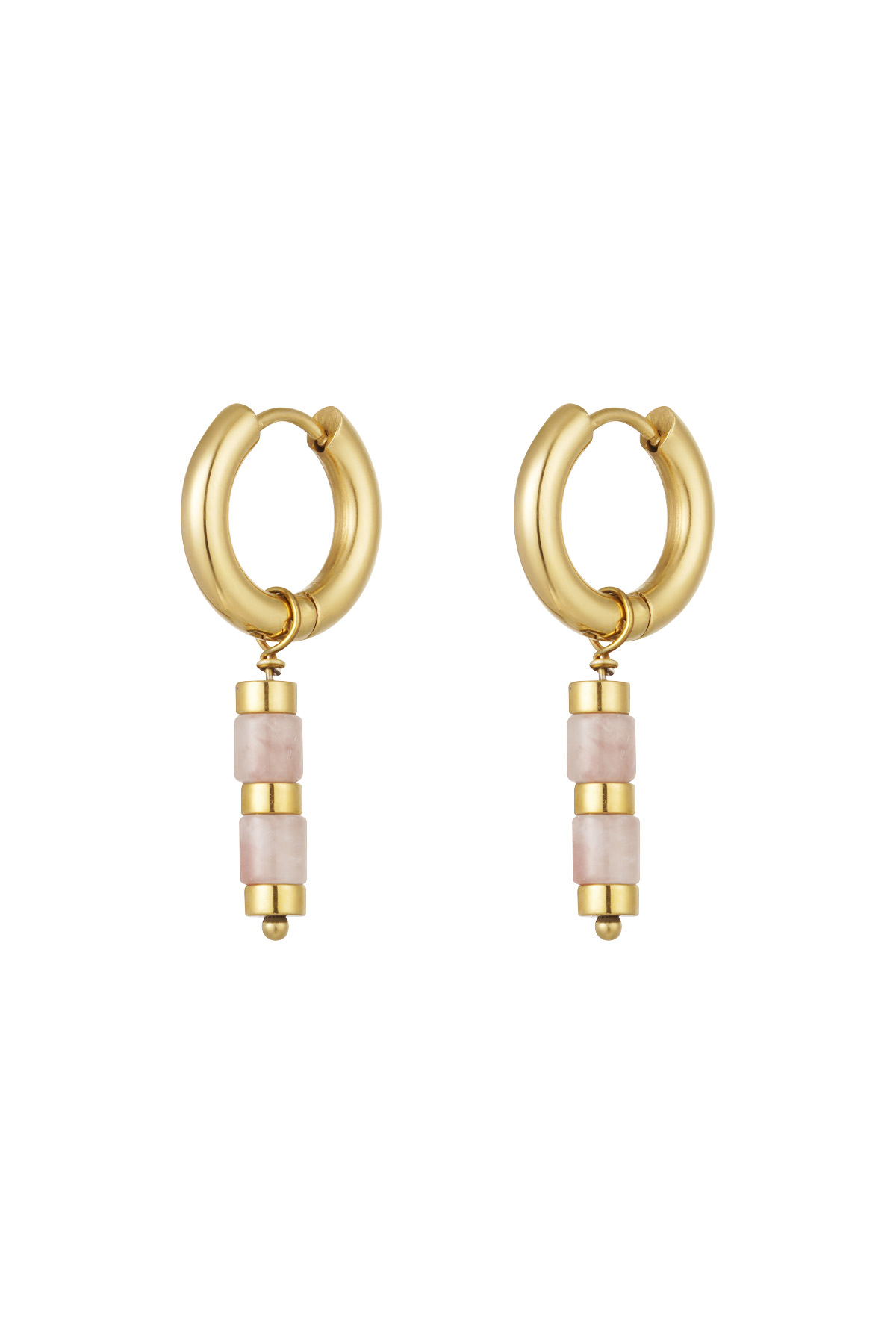 Ohrringe mit Perlen und goldenen Details – Gold/Hellrosa