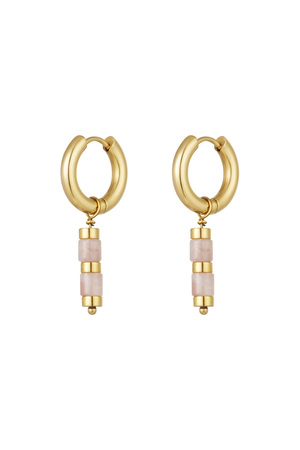 Earrings with beads and gold details - gold/light pink h5 
