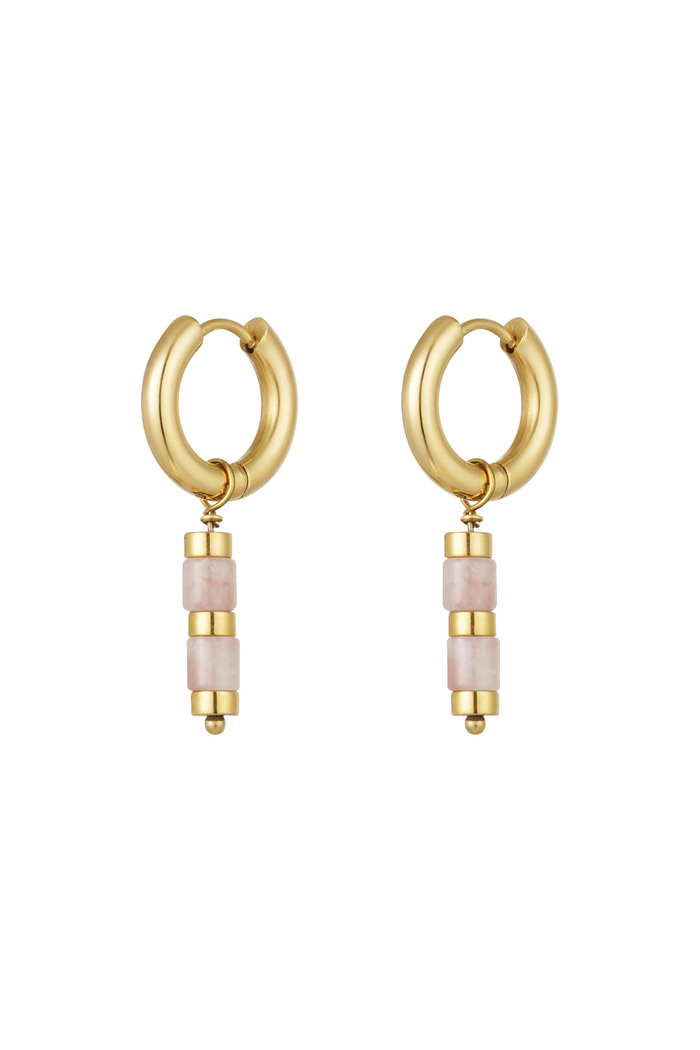 Earrings with beads and gold details - gold/light pink 