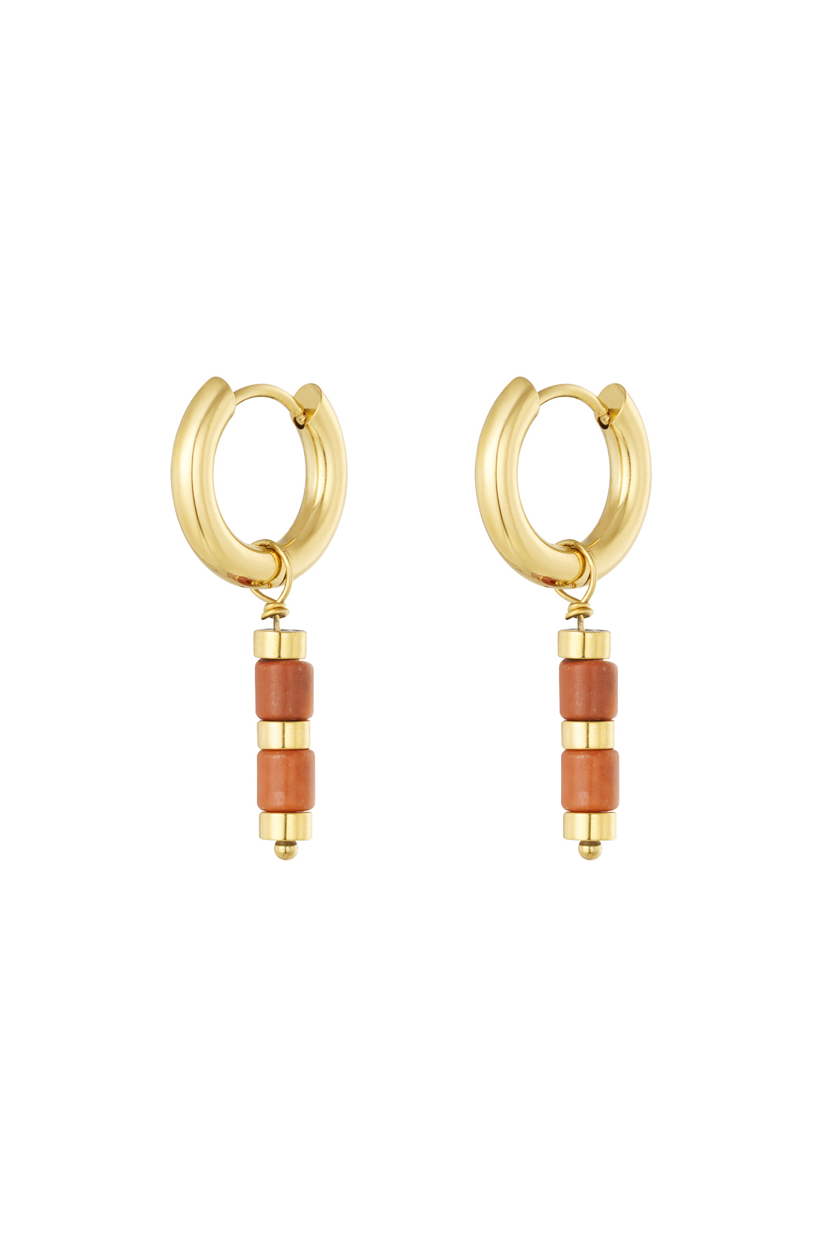 Boucles d'oreilles perles et détails dorés - doré/orange