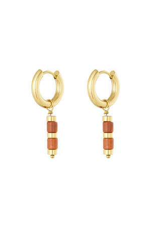 Boucles d'oreilles perles et détails dorés - doré/orange h5 