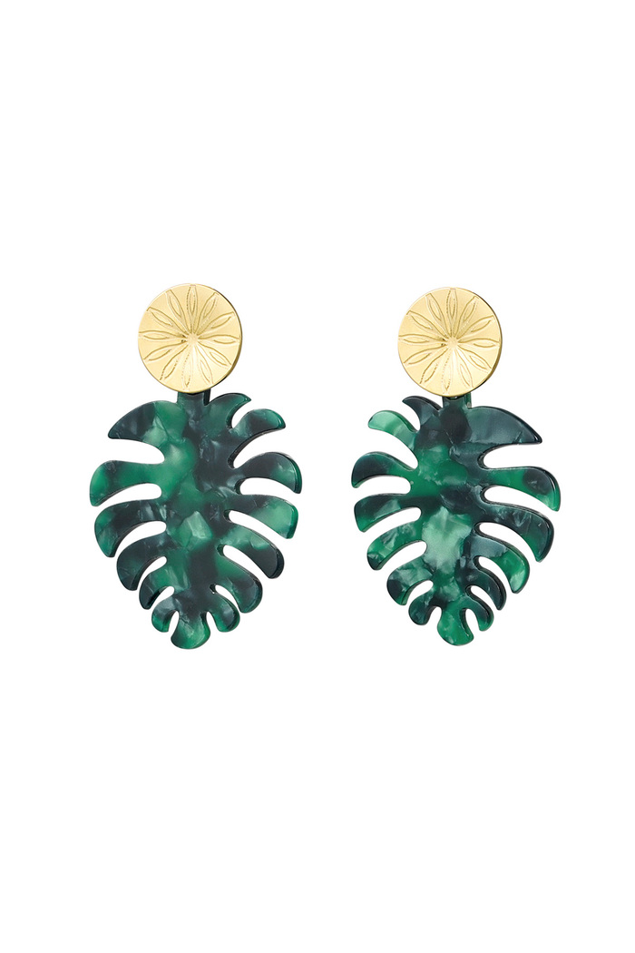 Ohrringe Blätter mit Aufdruck - gold/grün 