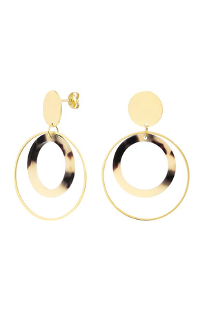 Earrings double round - gold/beige h5 