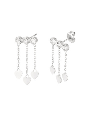 Earrings hearts & stones - silver/white h5 