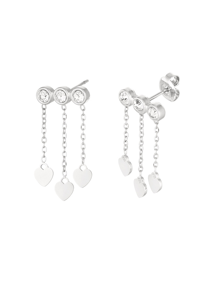 Earrings hearts & stones - silver/white 