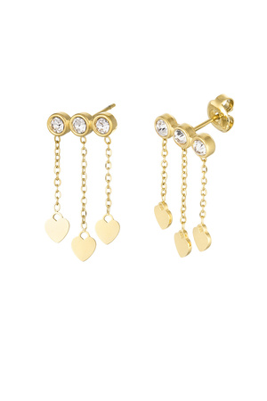 Earrings hearts & stones - gold/white h5 