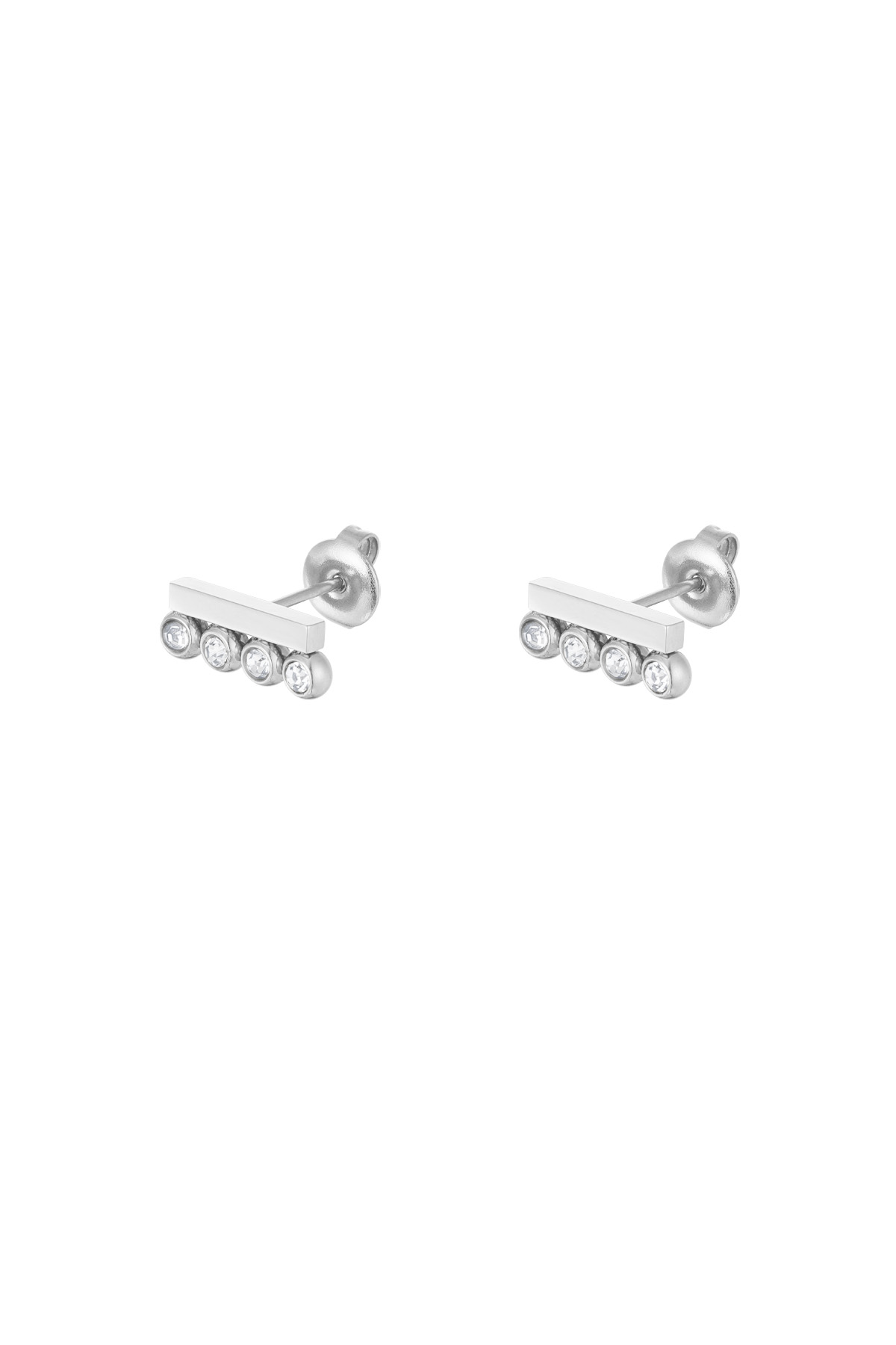 Studs with five diamonds - silver