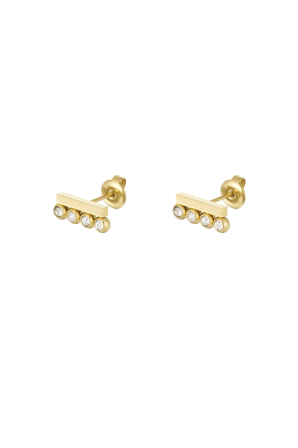 Studs with five diamonds - Gold color