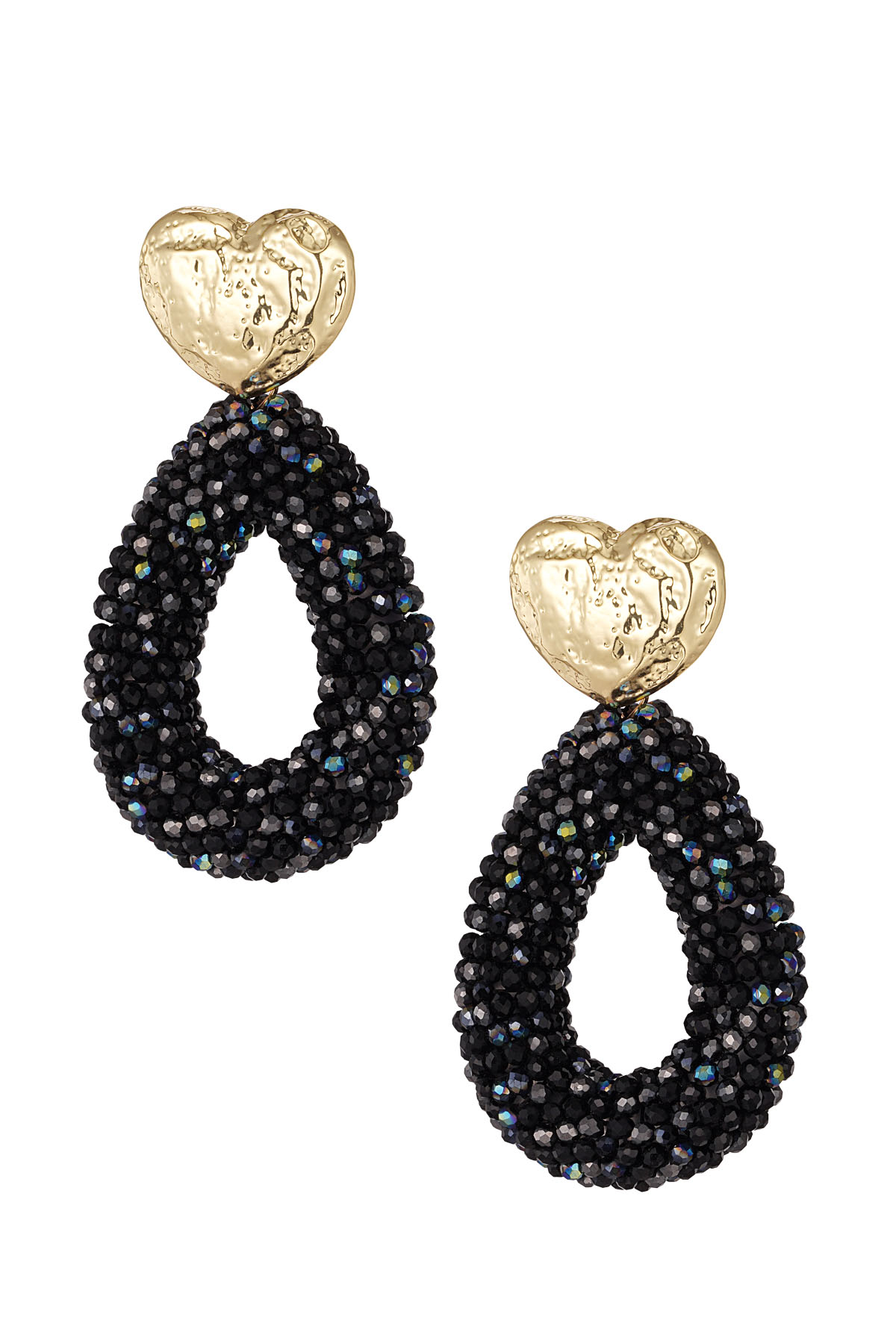 Earrings beads oval - black