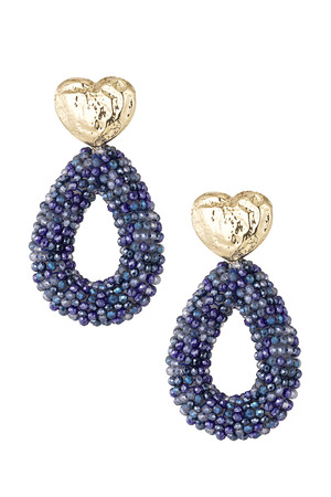 Earrings beads oval - blue h5 