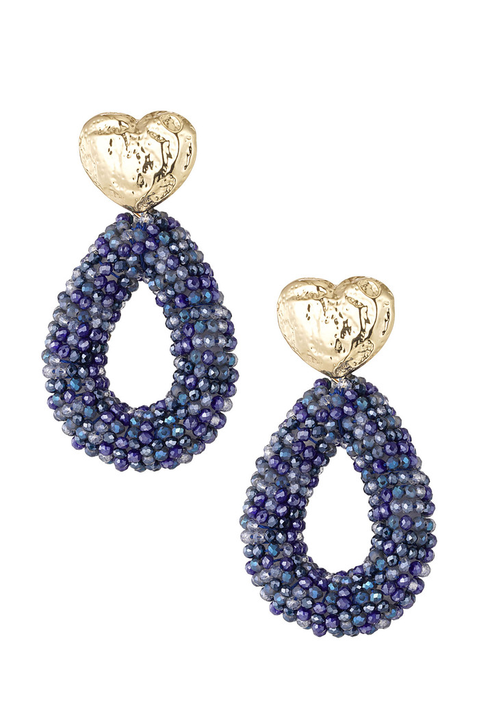 Earrings beads oval - blue 