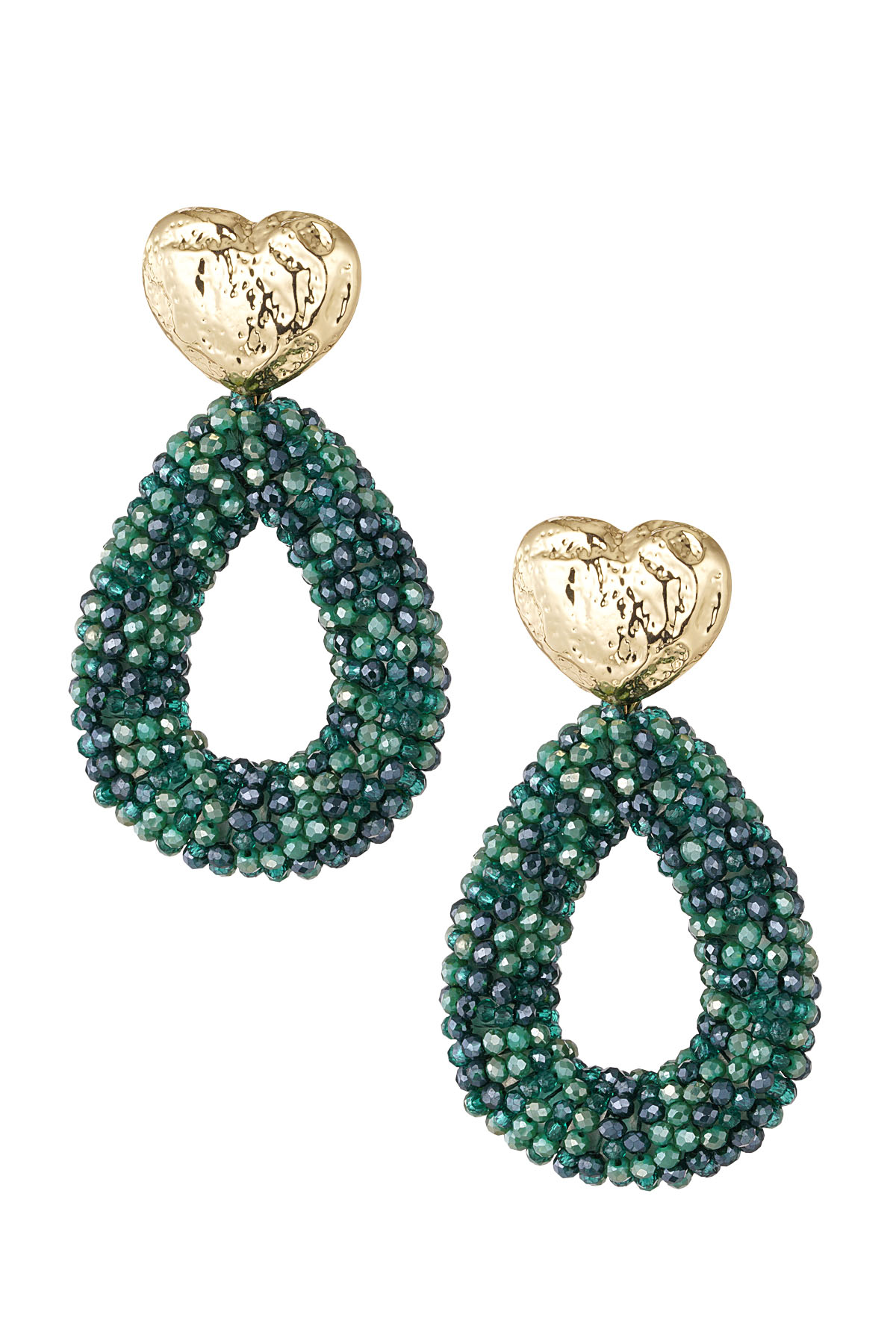 Earrings beads oval - green 