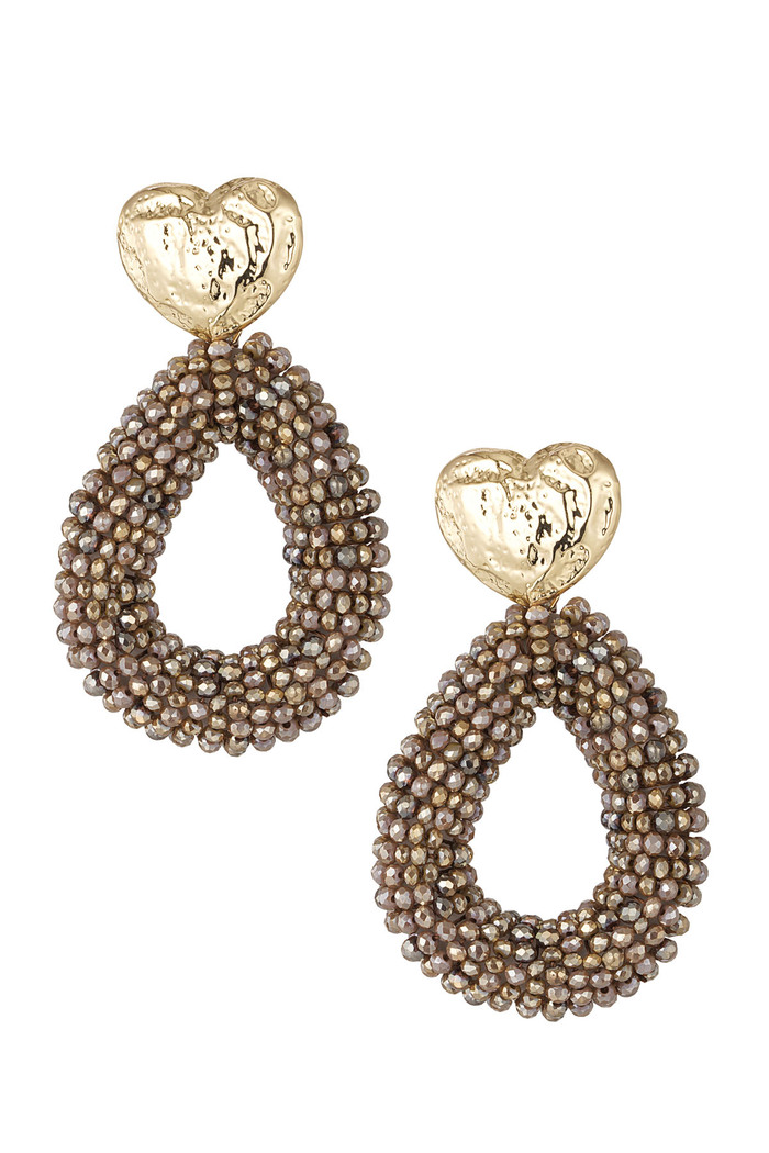 Earrings beads oval - brown 