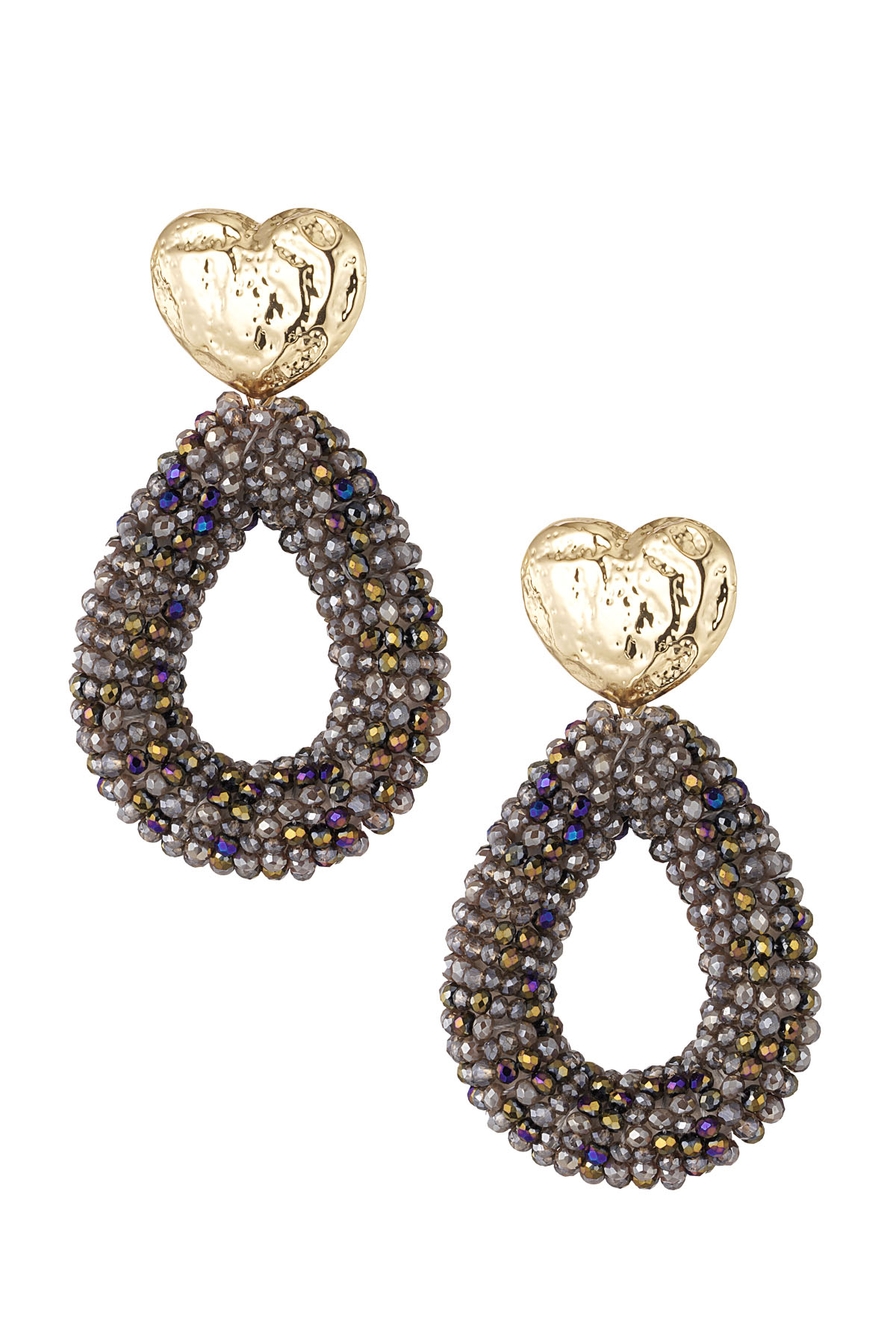 Earrings beads oval - gray 