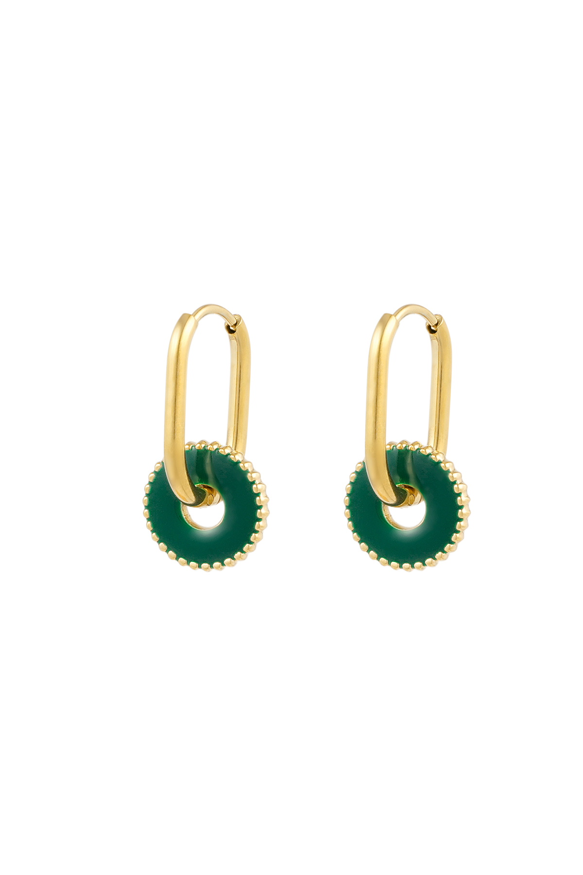 Earrings round roulette - green gold