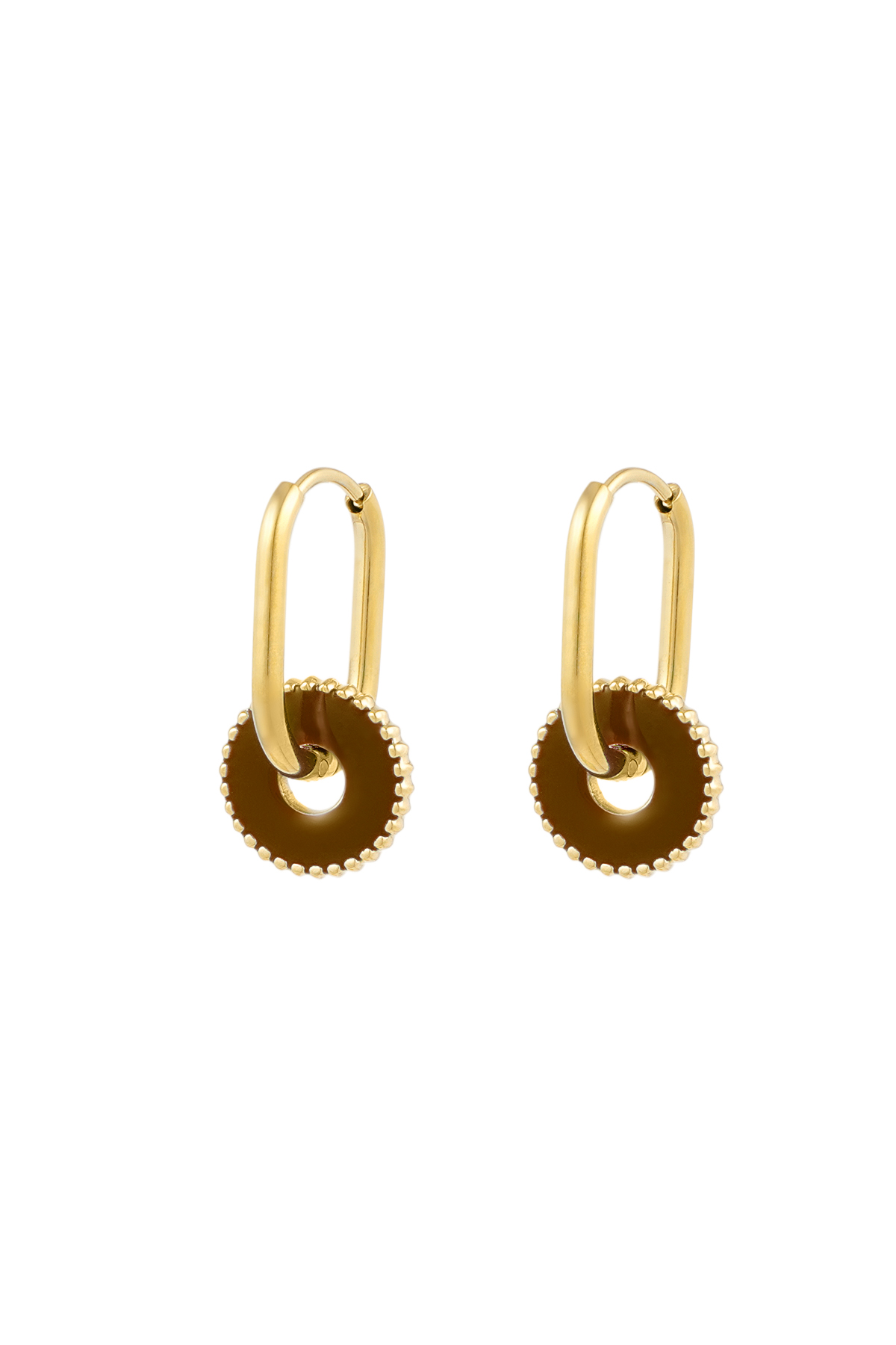 Earrings round roulette - brown