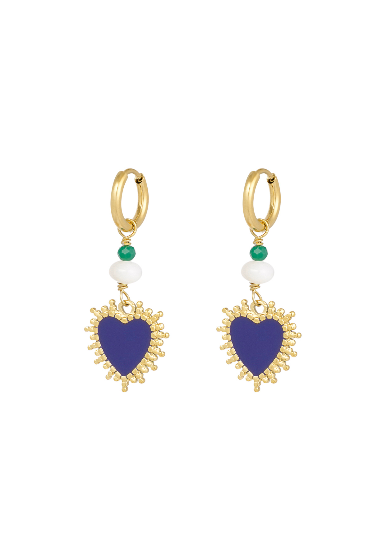 Oorbellen power love - blauw goud