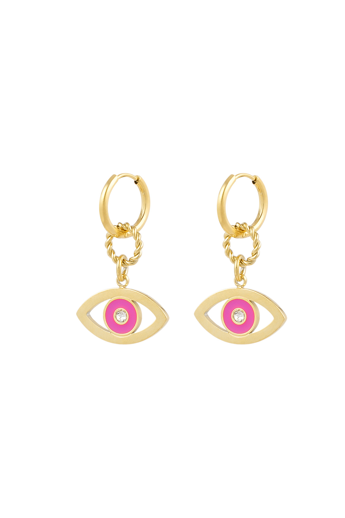 Oorbellen eye want you - pink goud