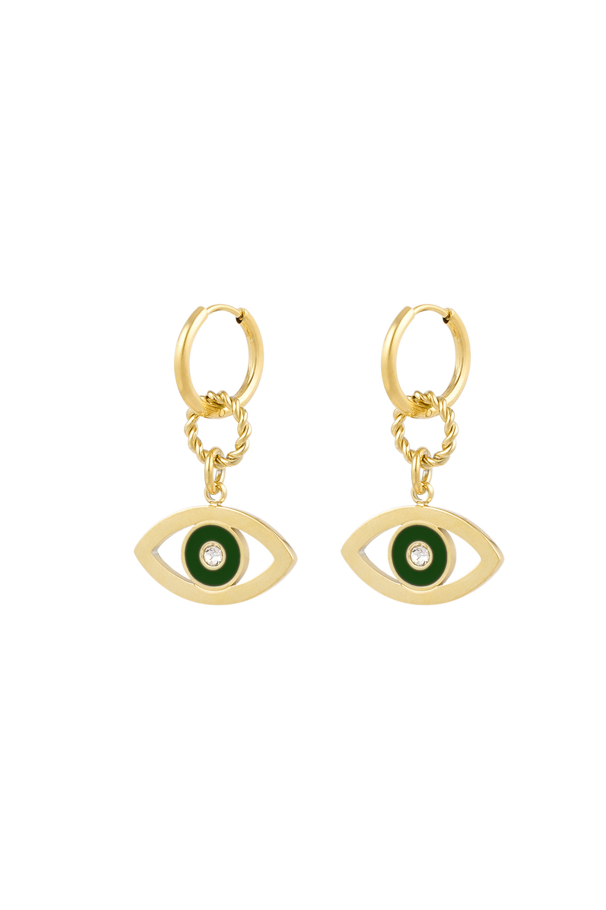 Earrings eye want you - green gold