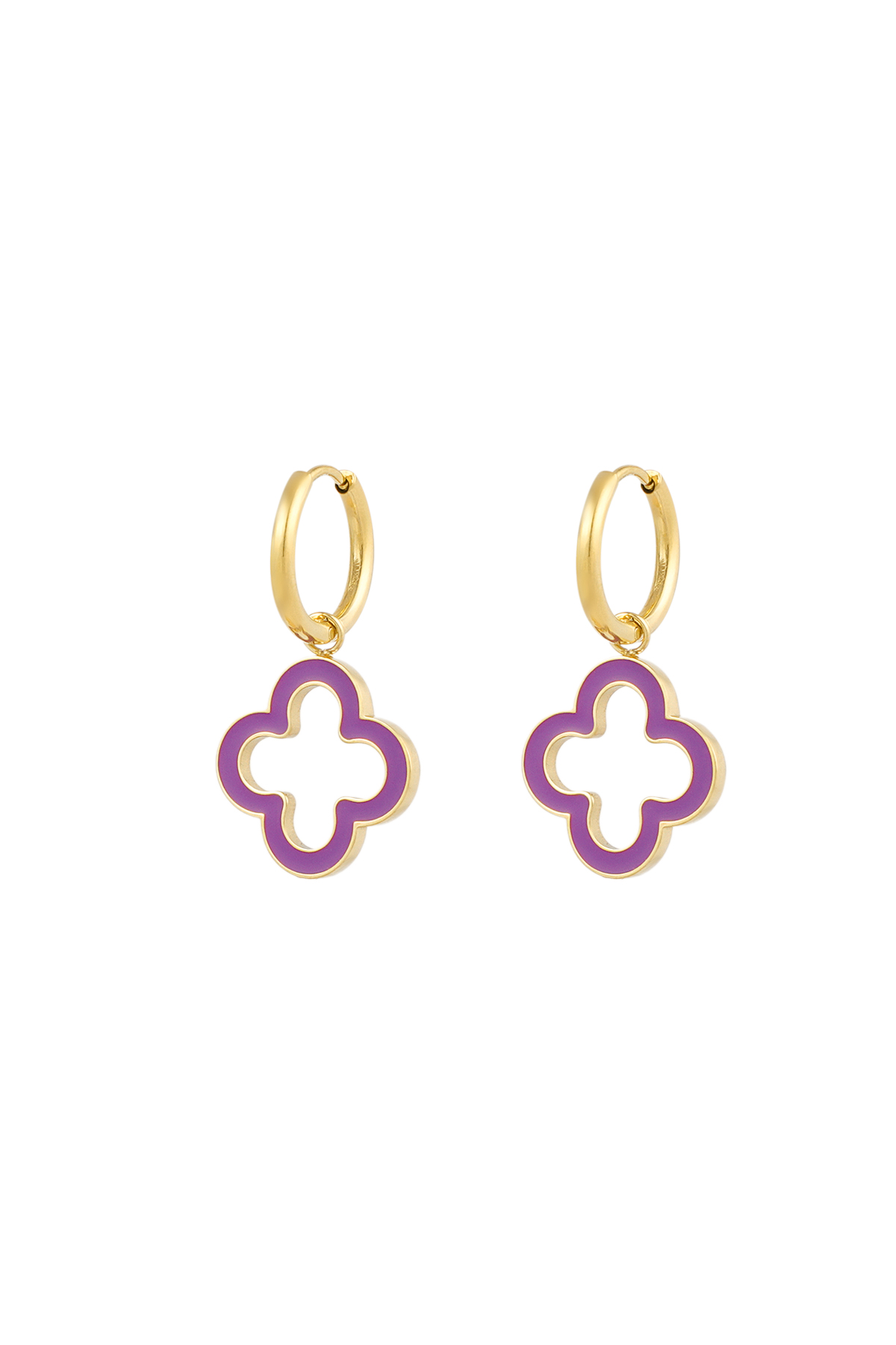 Boucles d'oreilles trèfle éclat - violet h5 