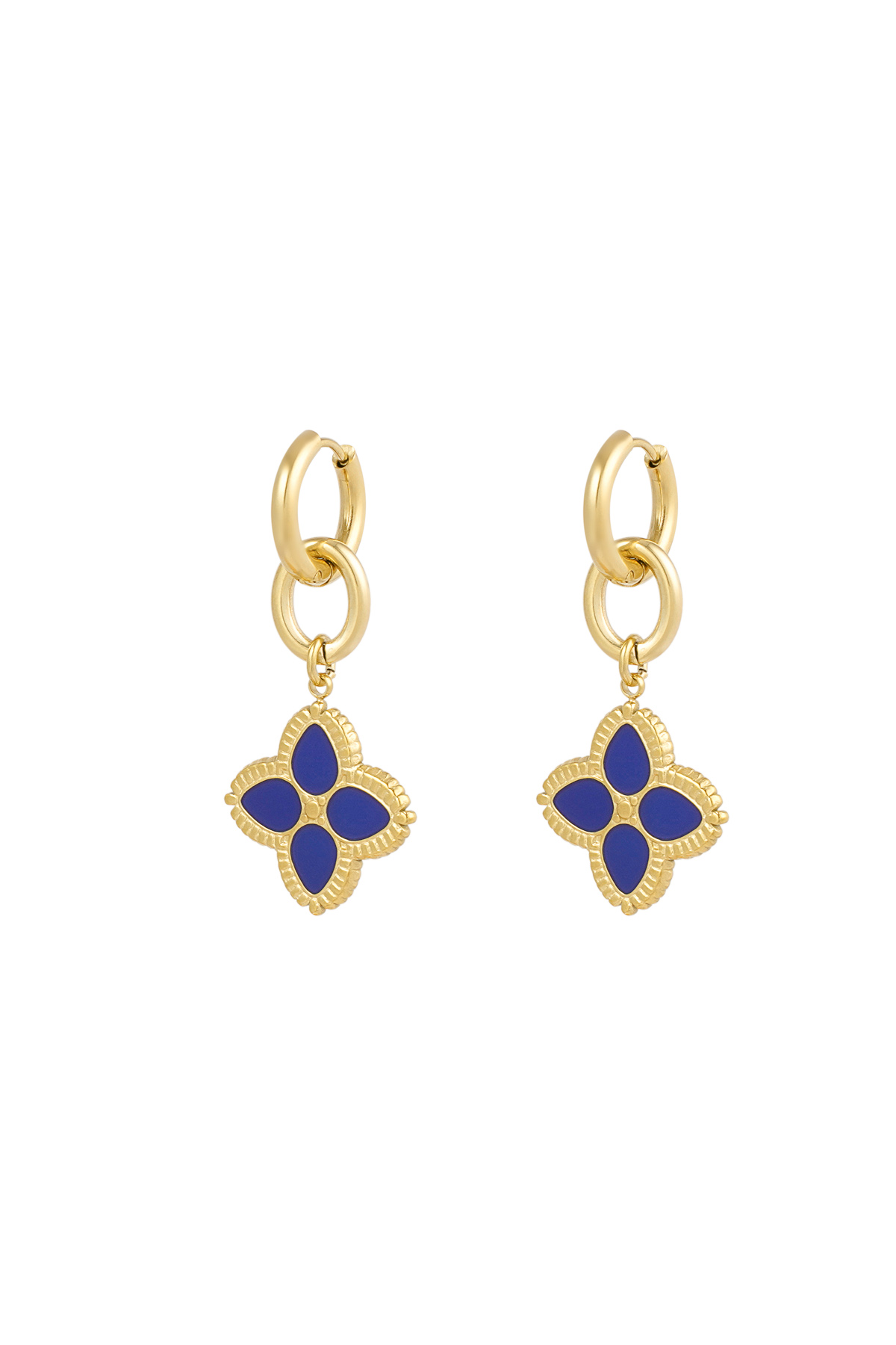 Earrings flower flow - blue gold