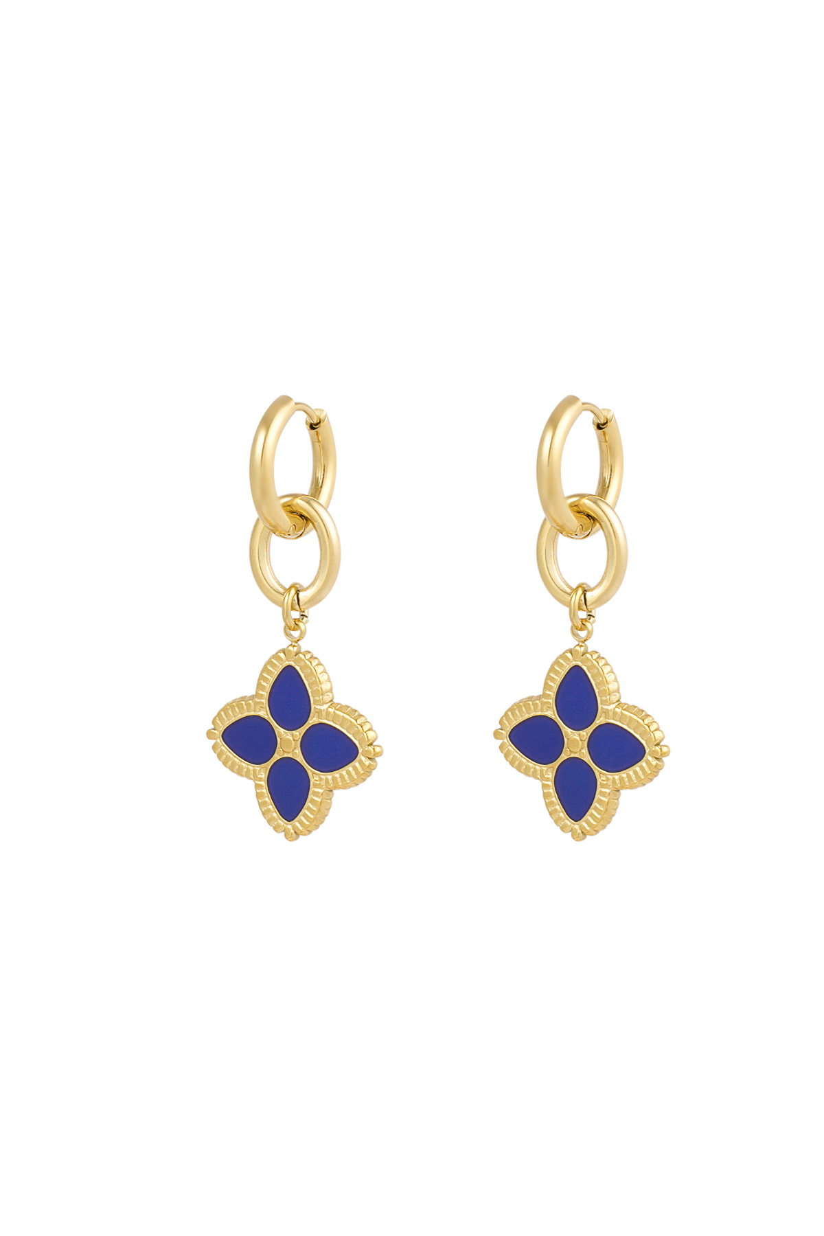 Pendientes flor flow - oro azul h5 