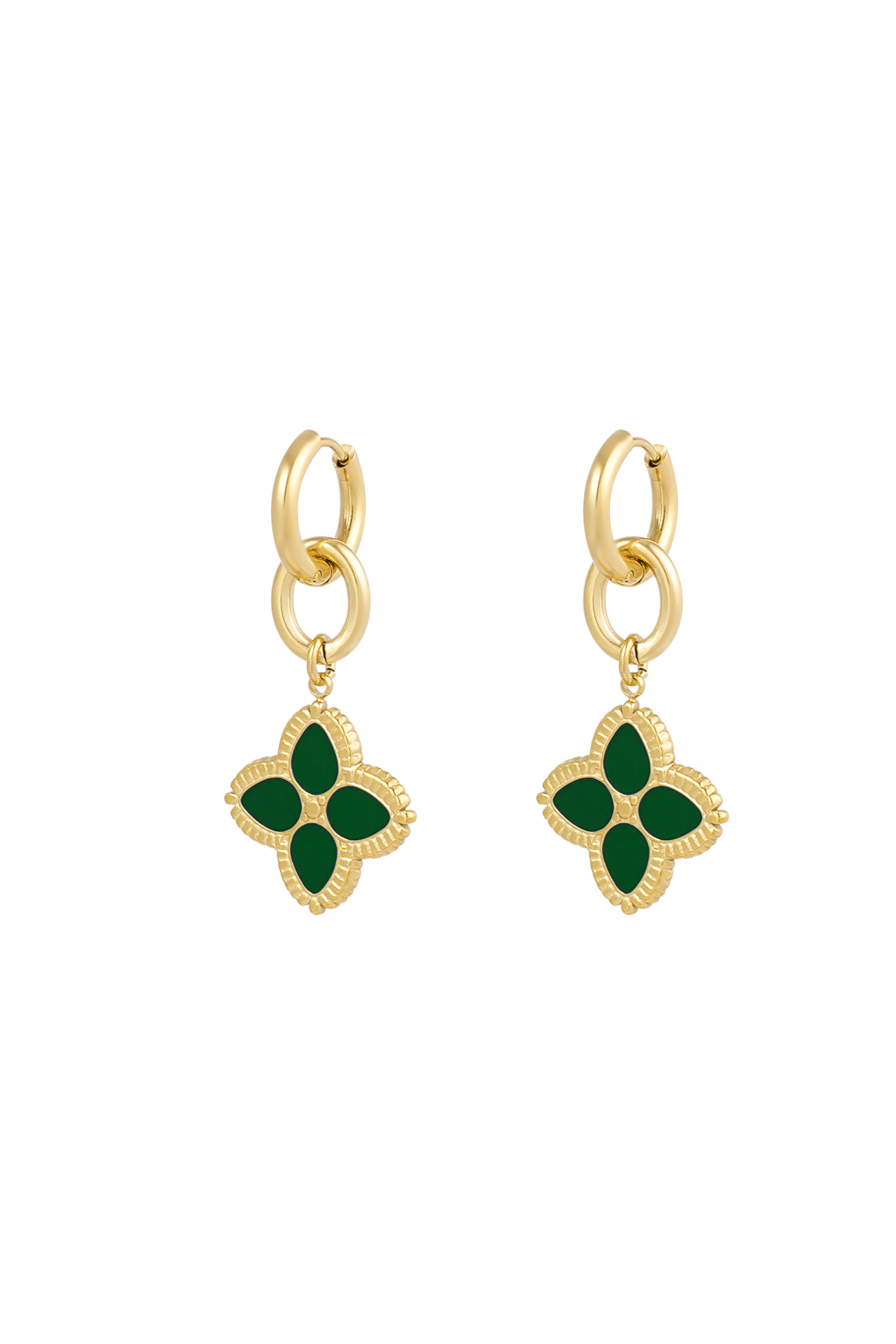 Earrings need flowers - green gold 