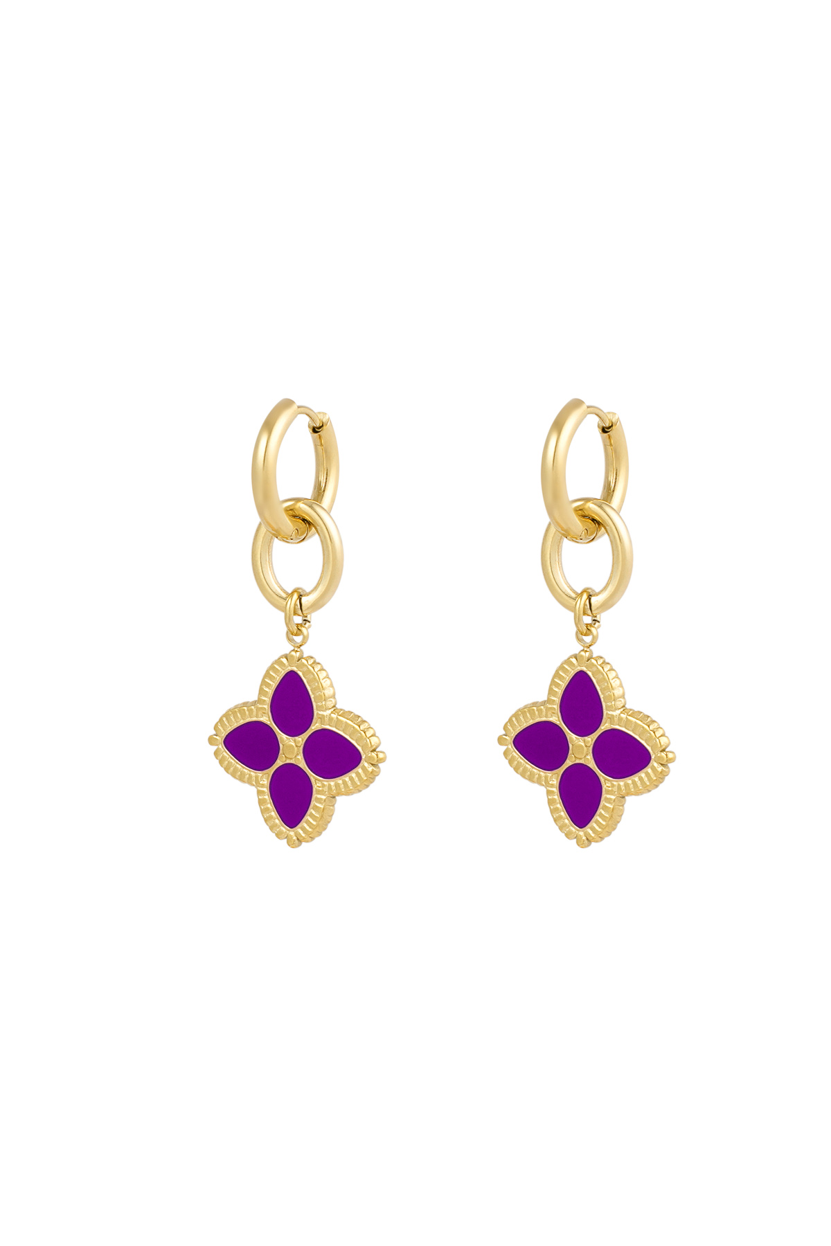 Boucles d'oreilles flux de fleurs - violet h5 