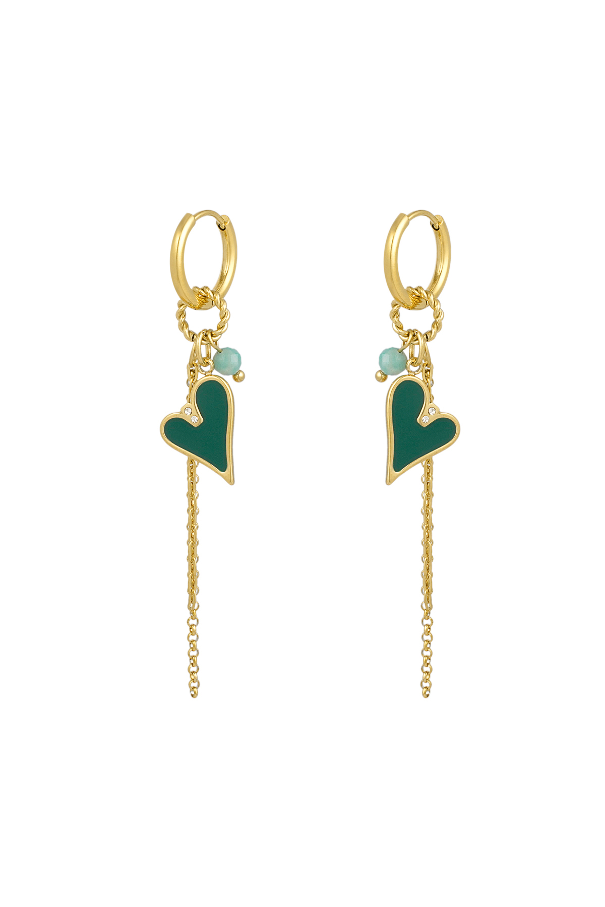 Earrings amazing love - green gold h5 