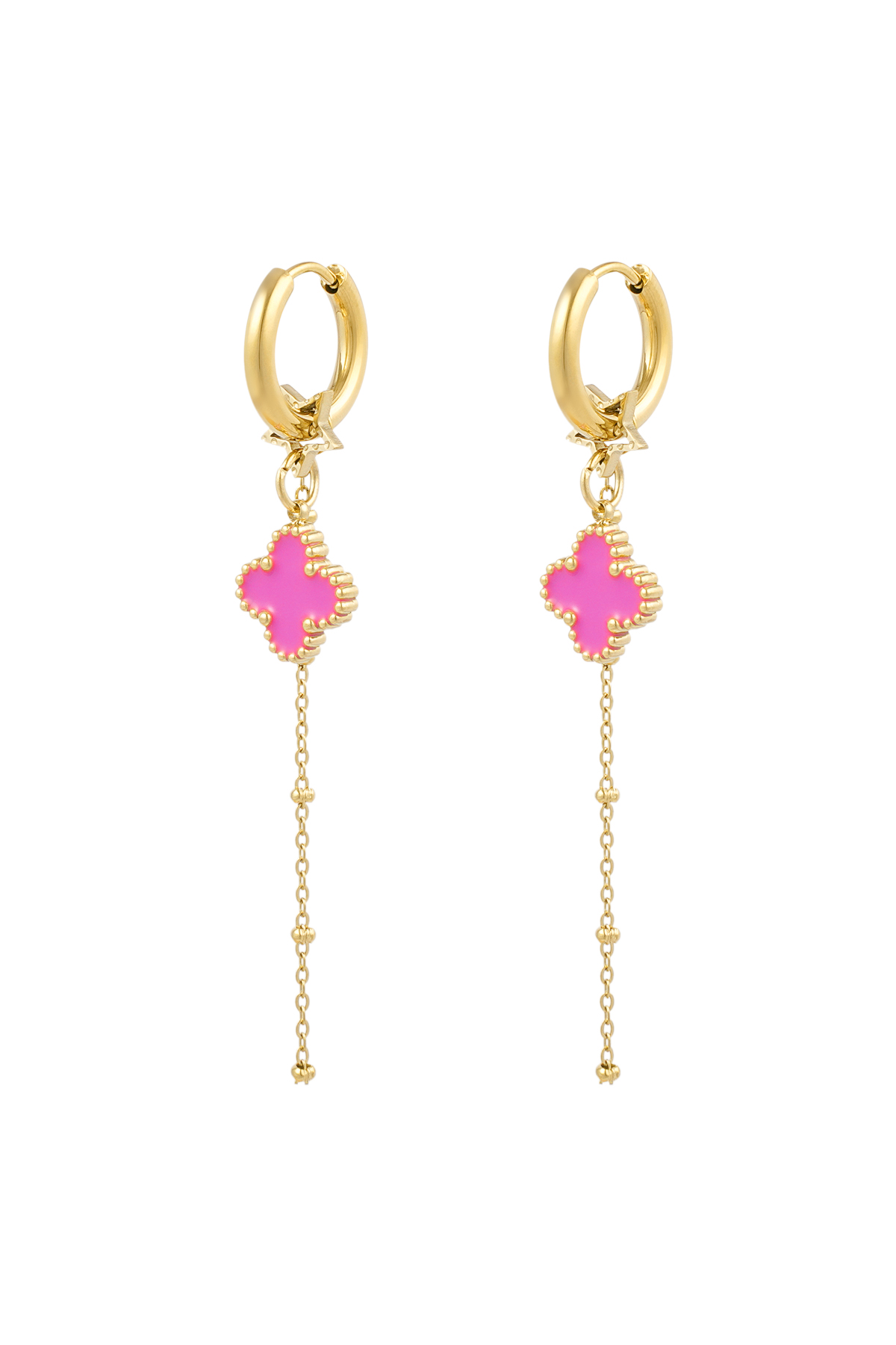Earrings clover night - pink gold