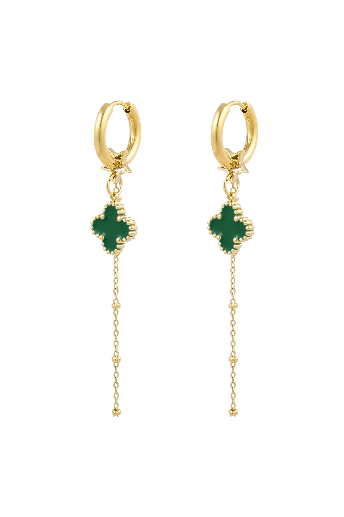 Earrings clover night - green gold