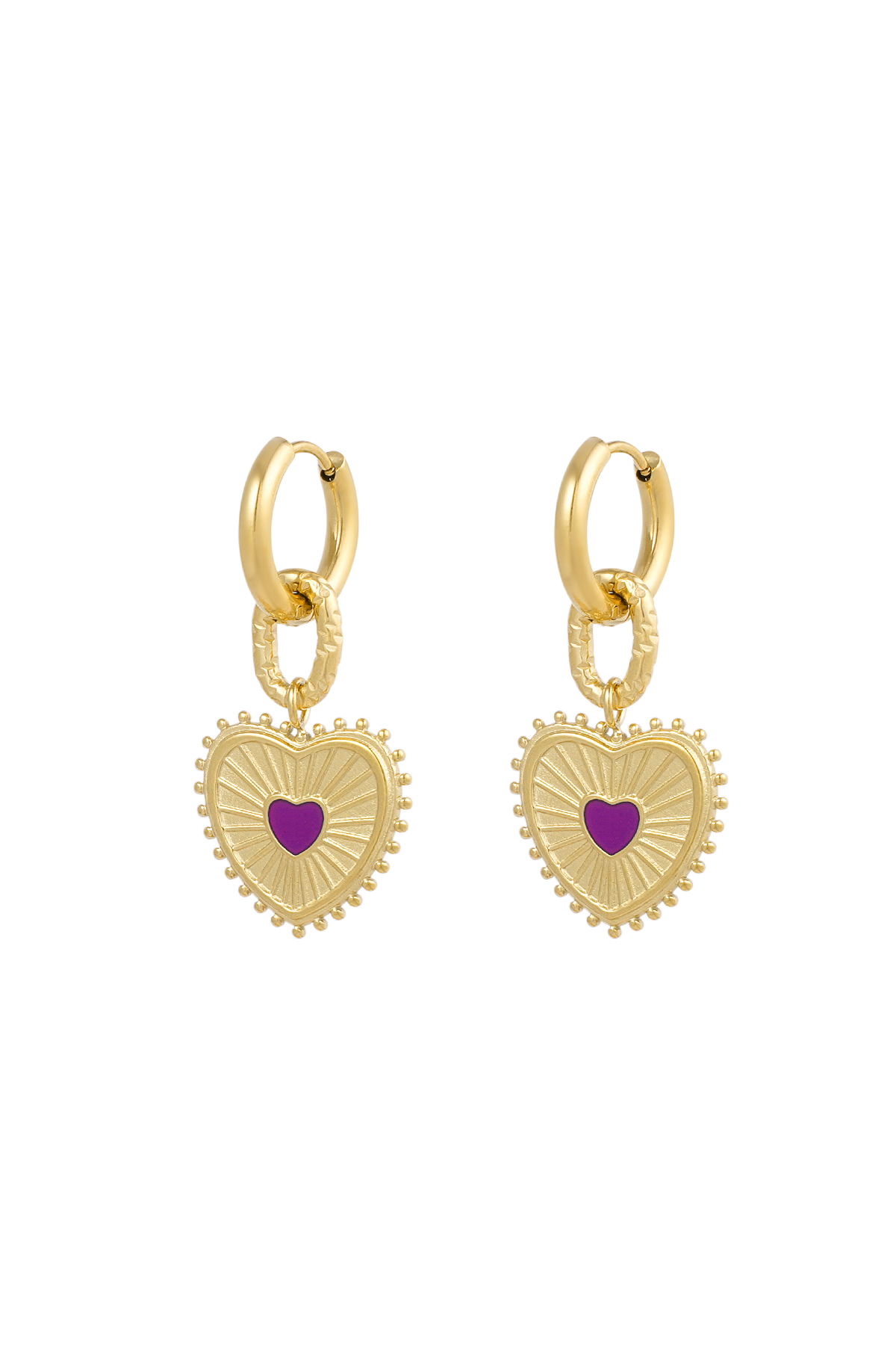 Boucles d'oreilles deux coeurs - violet h5 