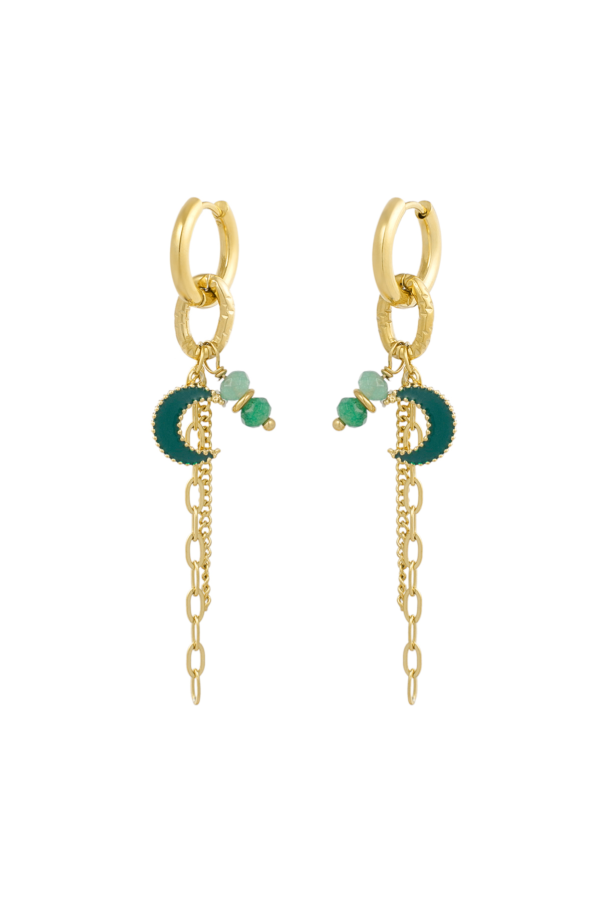 Earrings moonlight lover - green gold h5 