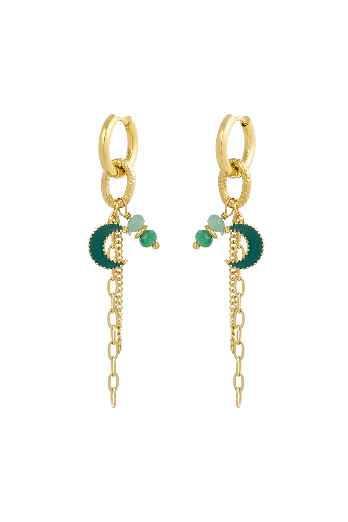 Earrings moonlight lover - green Gold color 2