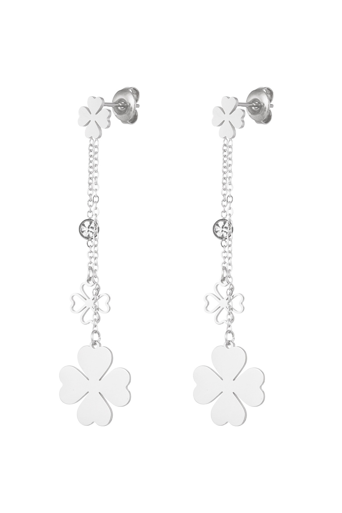 Hanging clover earrings - silver 