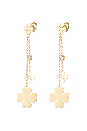 Hanging clover earrings - gold h5 