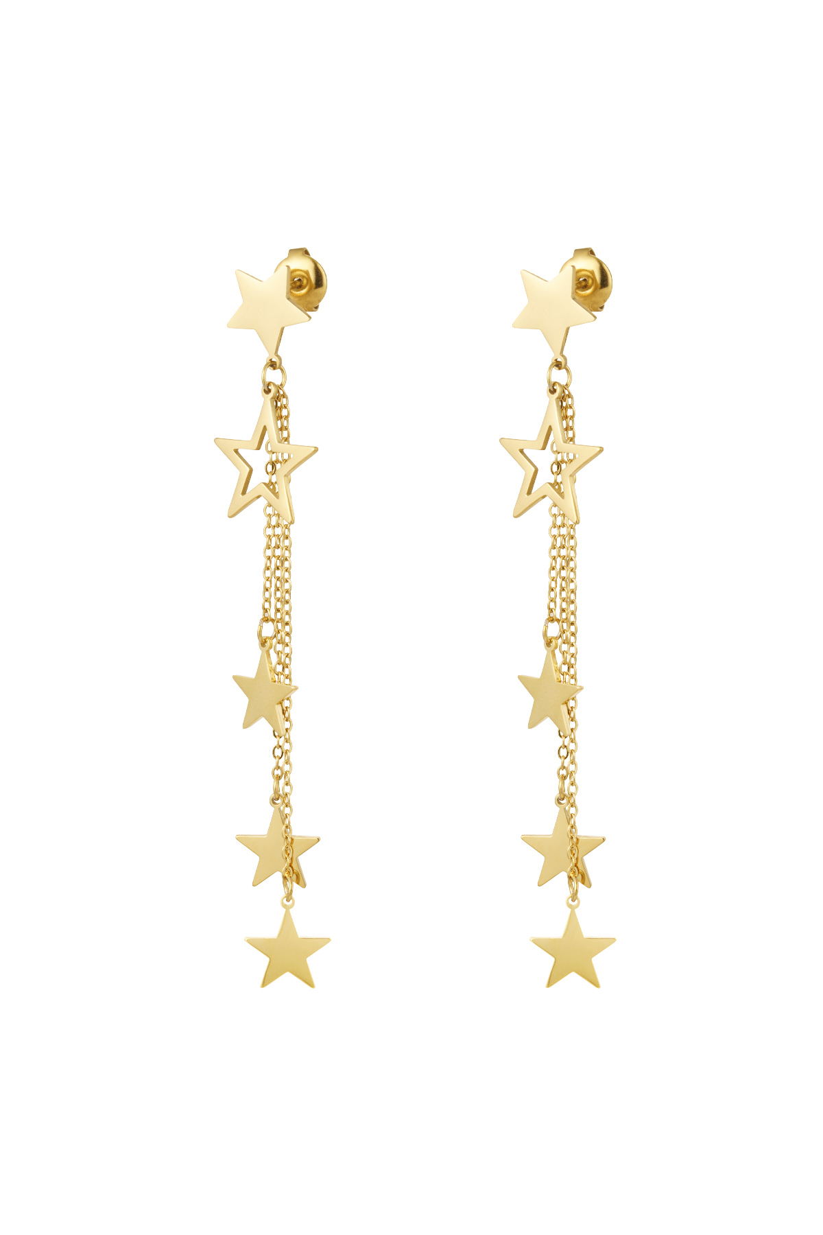 Earrings stars &amp; necklace - gold