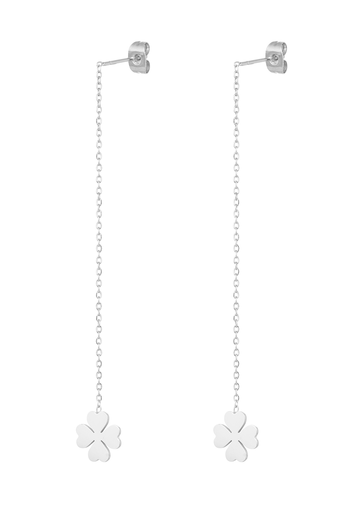 Long clover earrings - silver
