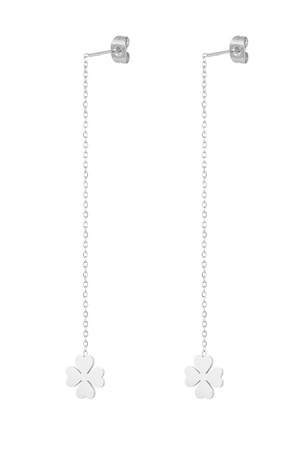 Long clover earrings - silver h5 