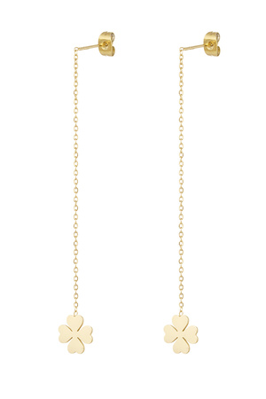 Long clover earrings - gold h5 