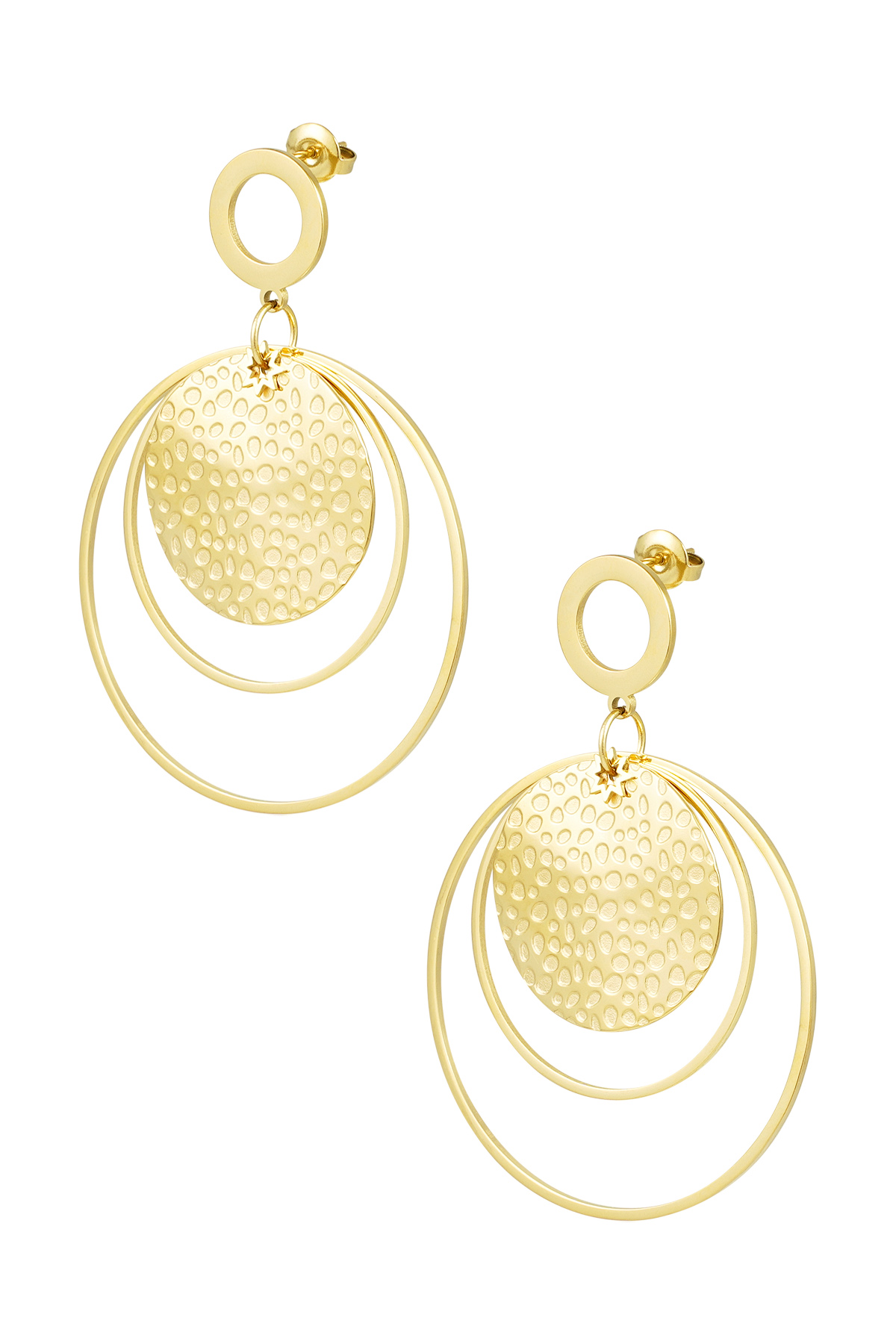 Earrings different rings - Gold color 2