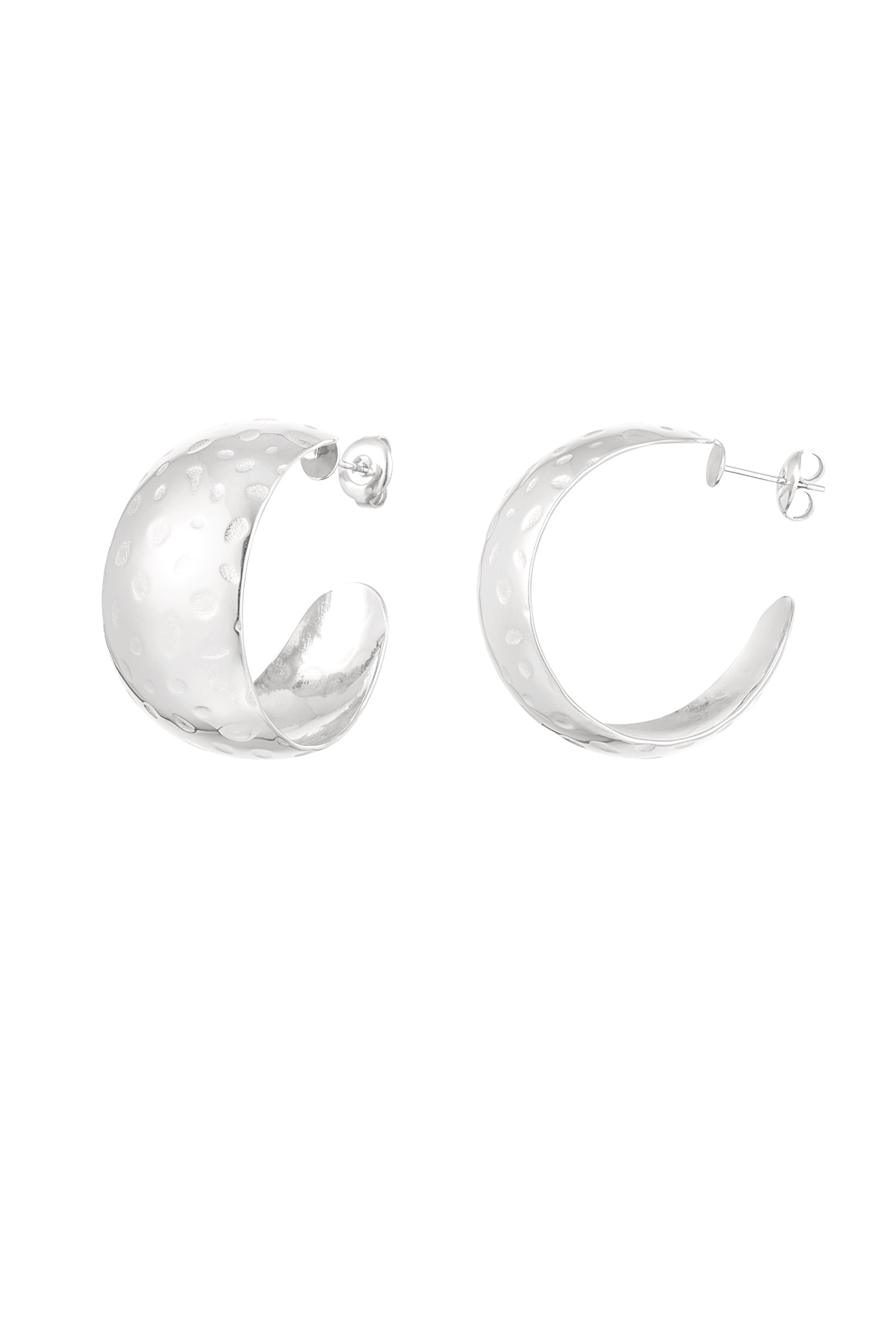 Earrings moon large dots - silver h5 