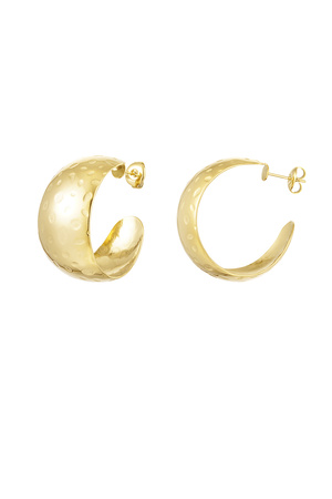 Earrings moon large dots - gold h5 